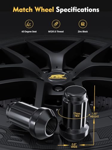 MIKKUPPA M12x1.5 Lug Nuts, Replacement for Honda Toyota Aftermarket Wheel - color: Black