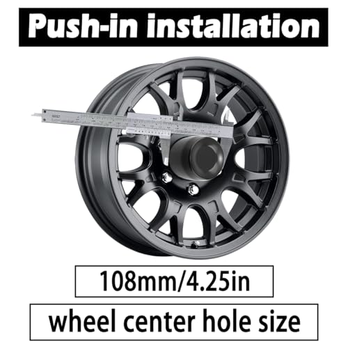 4Pcs 4.25" OD 4.33" H Push Through Trailer Wheel Center Cap for Rim - color: Matt Black, size: 4.25" Hub 4.33" H