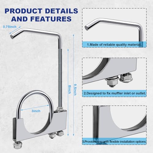 3" Universal Exhaust Clamp with Hanger,Made of Heavy-Duty Steel Clamp with Rear Muffler Hanger Exhaust Pipe,Exhaust System Hanger Car Truck Exhaust Pipe,2PCS (2Pcs 3 Inch) - size: 2Pcs 3.0Inch