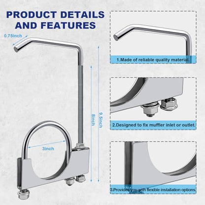 3" Universal Exhaust Clamp with Hanger,Made of Heavy-Duty Steel Clamp with Rear Muffler Hanger Exhaust Pipe,Exhaust System Hanger Car Truck Exhaust Pipe,2PCS (2Pcs 3 Inch) - size: 2Pcs 3.0Inch