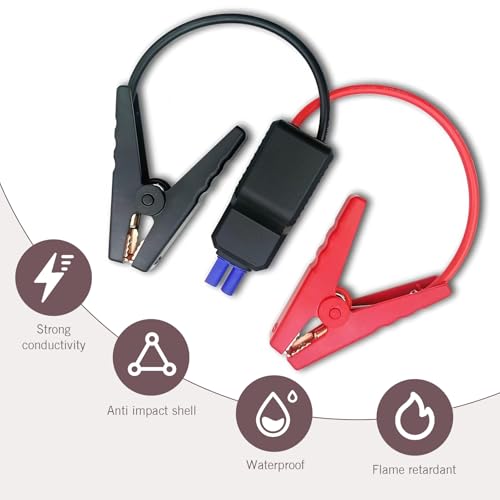 1 PC Car Emergency Battery Jump Cable, EC5 Heavy Duty Jump Starter Replacement Cables with Battery Clamps, EC5 Connector Replacement Alligator Clip, Universal for Most Cars (Red # Black)