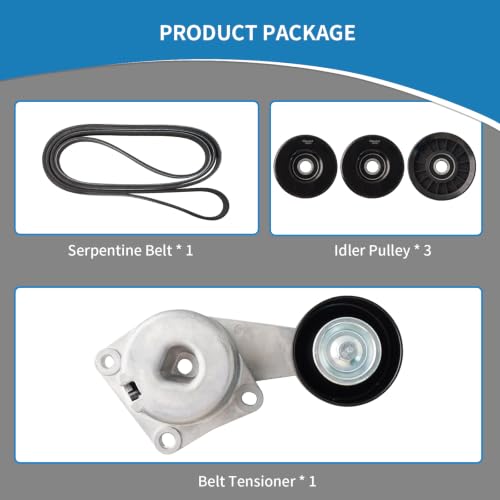 38274 Engine Belt Tensioner Serpentine Belt Drive Idler Pulley Kit - size: 90K-38274A