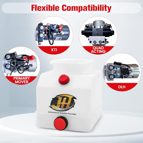 4 Quart Poly Power Unit Reservoir for Hydraulic Systems, Polyethylene Flat Bottom Utility Fluid Tank for Dump Trucks Trailers RVs Boats - size: 4 Quart