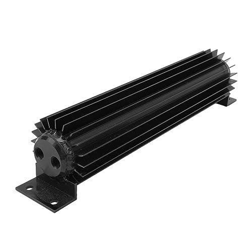 Aramox 12in Dual Channel Cooler Aluminum Finned Anodize Dual Pass Heat Sink Universal Trans Cooler Fit for Car Truck (Black) - color: Black