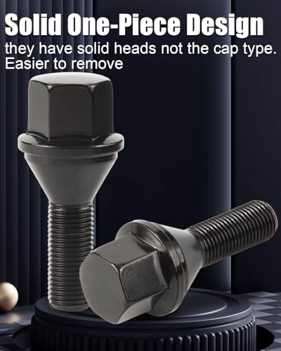 GAsupply M12x1.25 OEM Lug Bolt Black, 28mm Shank Cone Seat 3/4" Hex, 20pcs - color: Black, size: 20pcs