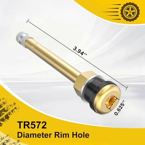 10 Piece TR572 Brass Valve Stems for Commercial Vehicles. Fits 0.748" Valve Hole Dia, Length 3.9'', Brass Colour - size: TR572 10pcs