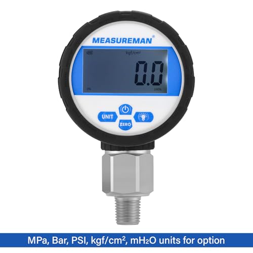 MEASUREMAN 10000PSI Digital Hydraulic Pressure Test Coupling Kit, 63-Inch Hose, G1/8 & Caterpillar Connectors, 0.4% Accuracy, 1/4’’ NPT Gauge for Excavators and Industrial Systems