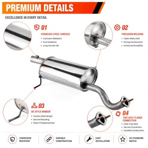 54964 Stainless Steel Rear Exhaust Muffler for 2015-2016 Honda CR-V CRV45 - size: 2015-2016 Honda CR-V