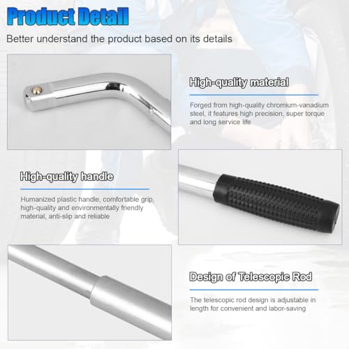 Telescoping Lug Wrench, with 17/19mm & 21/23mm Sockets - size: Telescoping