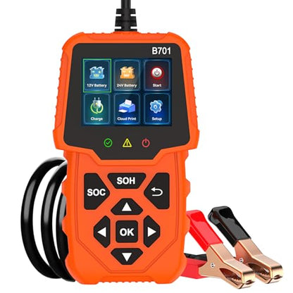 Car Battery Load Tester 12V 24V, 100-2000 CCA with Cloud Printing - color: Orange