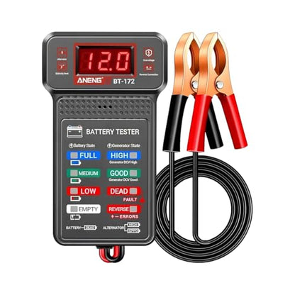 12V Car Battery Tester with LED Display & Indication, Digital Vehicle Battery Alternator Starter Load Tester, Auto Batteries Voltmeter Charging System Analyzer Monitor, Universal Fit
