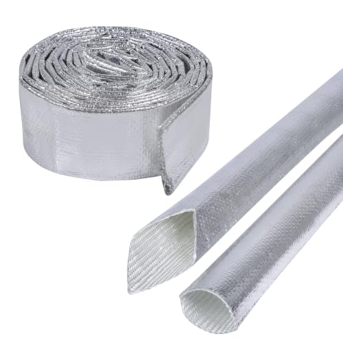 Car Aluminized Sleeving 1inch ID-6ft Fuel Line Heat Shield Sheath - style: 1inch(I.D. Wide) - 72''