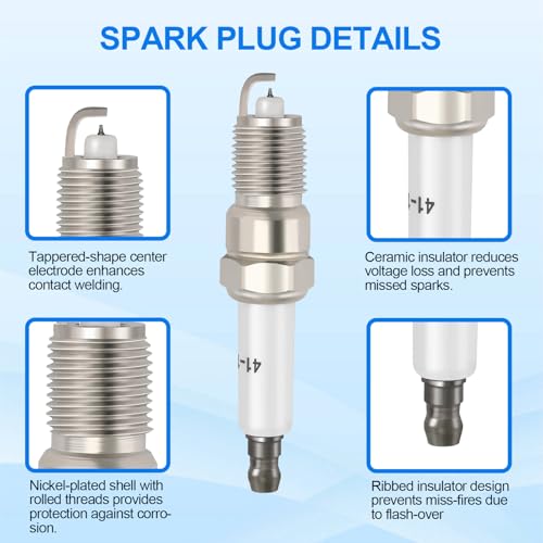 Iridium Spark Plugs Bujias Compatible with Chevy Silverado 1500 1999-2009 for Tahoe 2008 Compatible with GMC Sierra 1500 1999-2008 for Yukon 2003-2008 Replaces 41-962 19299585 12192192 AP5245 Set of 8 - style: 41-962