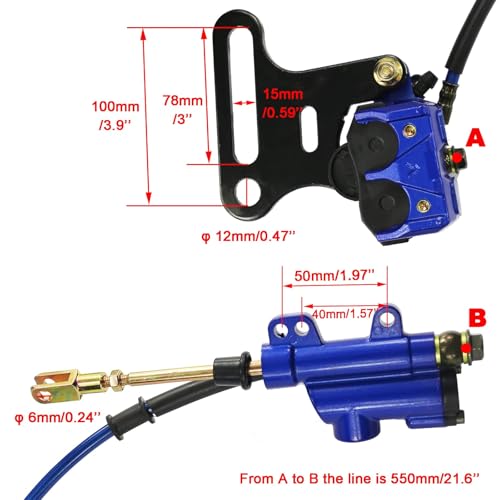 PRO BAT 12mm/0.47" Rear Hydraulic Disc Brake Assembly Kit - color: Blue, size: 12mm
