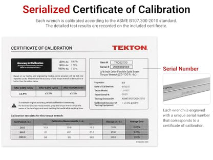 TEKTON 3/8 Inch Drive 72-Tooth Split Beam Torque Wrench (20-100 ft.-lb.) | TRQ62103 - size: 3/8 Inch Drive (20-100 ft.-lb.)