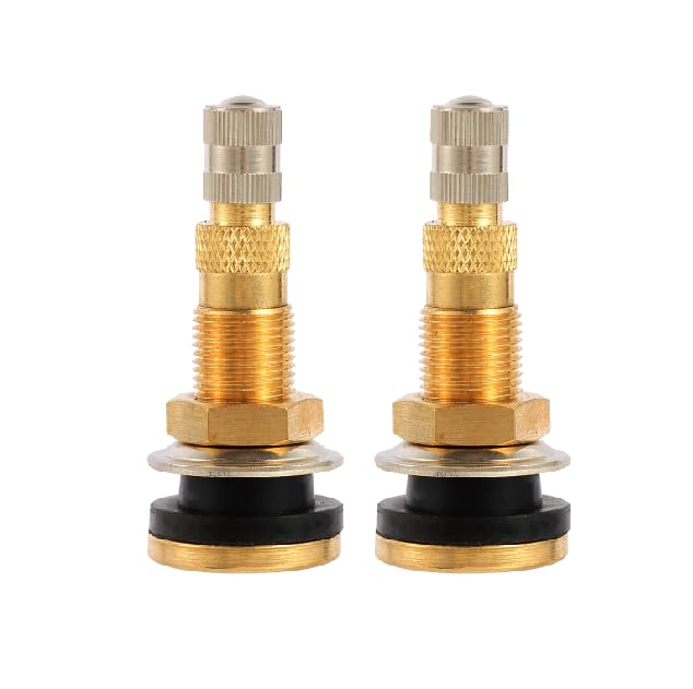 2 Piece TR618A Metal Valve Stems for Agricultural Equipment. Fits 0.618''+0.0157'' Valve Hole Dia, Length 1.99'', Brass Colour - size: TR618A 2pcs