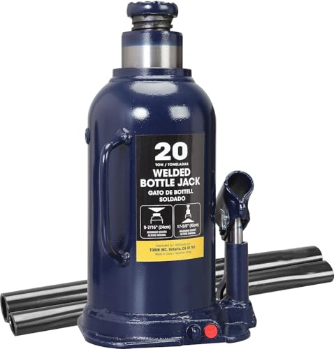 20 Ton Hydraulic Bottle Jack, 40,000 LBS Heavy Duty Welded Steel Auto Lift Jack with Adjustable Height, Overload Protection, Leak-Free Pump, for Truck, RV, Industrial and Garage Use, Blue