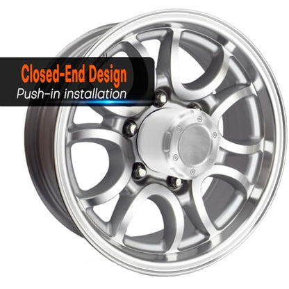 4Pcs 4.25 inch Wheel Center Caps Aluminum Push Through Trailer Caps Fit 4.25" Center Bore Truck RV SUV Wheels Rims, Silver Hub Covers, 4.69" Tall - size: 4.25” Hub, 4.69” Tall