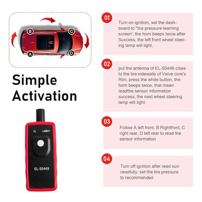 EL-50449 Car TPMS Relearn Tool, TPMS Activation & Relearn Tool, Portable Tire Pressure Monitor Sensor Reset Device, Compatible with Ford F150 F250 Fusion Edge Lincoln Mercury (Black)