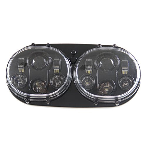SUNPIE 5-3/4" Black Motorcycle Projector Dual Head light Compatible with H_arley Motorcycles Compatible with Road Glide 2004~2013