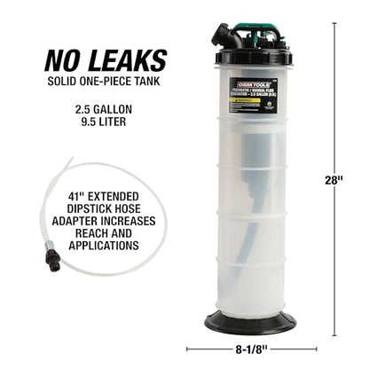 OEMTOOLS 24938 Pneumatic/Manual Fluid Extractor, 9.5L Oil Extractor Pump - size: 9.5 Liter