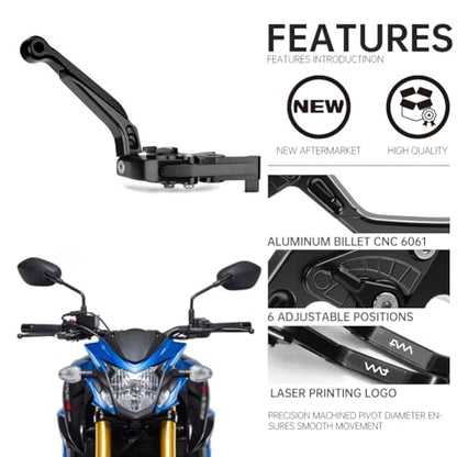 YOUMOTECH Motorcycle Accessories Brakes Clutch Levers Handle ba for Suzuki GSX-S1000/F/S/ABS GSX-S GSXS 1000 F 2015 2016 2017 2018 2019 2020 (Black)