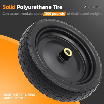 AR-PRO (2-Pack) 13" Flat Free Tire and Wheel - with 5/8" Axle Bore Hole, 2.17" Offset Hub - 13 lnch Solid Wheels Compatible with Garden wagon Cart,Hand Trucks,Utility Cart and Lawnmower Yard Trailers - size: 13" Solid Tire (2-Wheel)