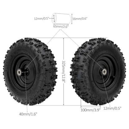 2pcs 4.10-6 Go Kart ATV Tubeless Tire with Rim and 6001ZZ Bearings 12mm/0.5'' | Front Tires Rims for Scooter Quad Bikes 4 Wheelers
