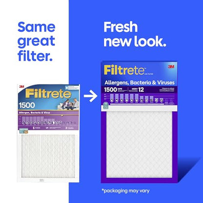 Filtrete 18x24x1 Air Filter, MERV 12, MPR 1500, 2 HVAC Filters - size: 18x24x1