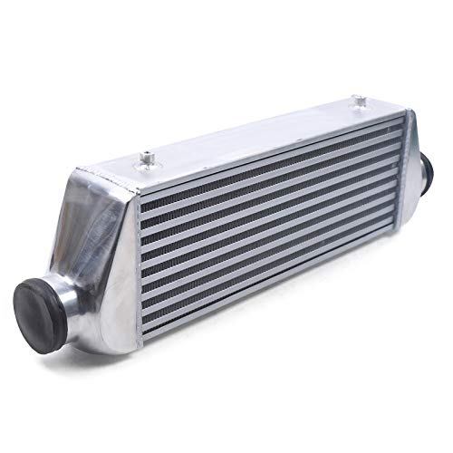 Universal Front Mount Intercooler, 3" Inlet/Outlet Aluminum Turbo Intercooler, Overall size 27"x7"x4" Core Size 3.5" For Turbo Charger System (3" Inlet/Outlet, 27"x7"x4")