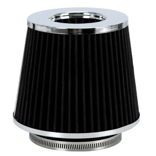 PTNHZ Universal Black 3.5" 89mm High Flow Cold Air Intake Cone Air Filter Power Intake Air Inlet System Air Cleaner - color: 3.5" Black (1PCS)