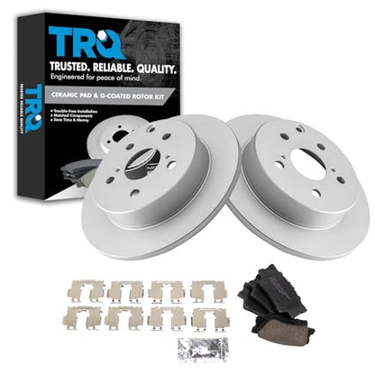 TRQ Rear Brake Pad and Rotor Set Ceramic Solid G Coated Rotors 11.06 in - style: BKA14732