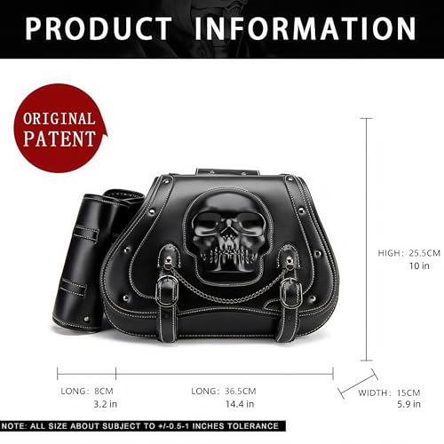 Motorcycle Saddlebag, 30L Leather Waterproof Side Saddle Bags with Cup Holder, Universal Powersports Saddlebags for Harley Davidson Sportster Dyna Softail Honda Shadow Rebel Yamaha Vulcan