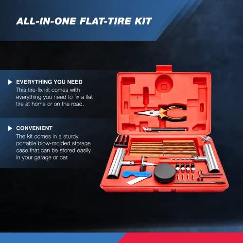 TOOLUXE 50003L Universal Heavy Duty Tire Repair Kit | 57 Piece Value Pack | Fix Punctures and Plug Flats | Ideal for Cars, Trucks, Motorcycle, ATV, Jeeps, Off Road Vehicles, RV, Tractors … - size: 57 Piece Repair Kit