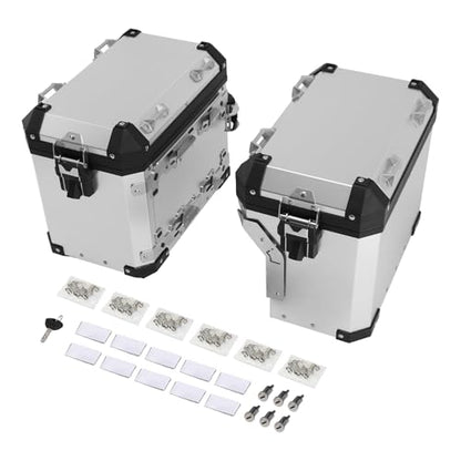 TCT-MOTORPARTS 48L Saddlebag Side Box Luggage Pannier Case Fits for BMW R1200GS 2013-2018 F850GS - color: Chrome Saddlebags (48L)