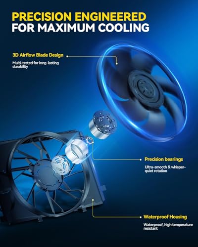 PHILTOP 620429 Radiator Cooling Fan Assembly, Compatible with 2003-2007 G35 - size: 2003-2007 G35, 2003-2006 350Z,(w/Air Conditioning)