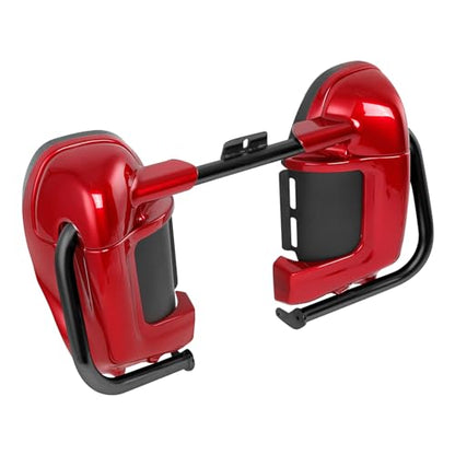 TCT-MOTORPARTS 1 1/4" Engine Guard Crash Bar & Red Lower Vented Leg Fairing Fits for Harley Road King 97-08 - color: Black Engine Crash Bar+Red Lower Fairing