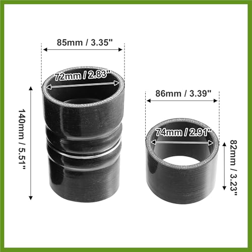 1 Set 7.3L Intercooler Hose Boots Kit for Ford F250 F350 Super Duty 7.3L 1999 2000 2001 2002 2003 with T Bolt Clamp Black Vehicle Components