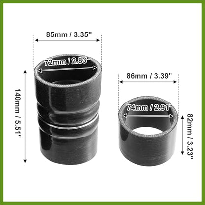 1 Set 7.3L Intercooler Hose Boots Kit for Ford F250 F350 Super Duty 7.3L 1999 2000 2001 2002 2003 with T Bolt Clamp Black Vehicle Components