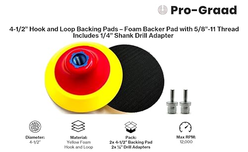 2 Pack 4-1/2" Hook & Loop Backing Pads Foam Backer Pad, 5/8-11 - style: 4-1/2"