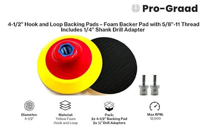 2 Pack 4-1/2" Hook & Loop Backing Pads Foam Backer Pad, 5/8-11 - style: 4-1/2"