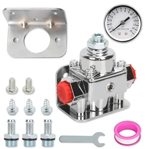 Fuel Pressure Regulator Zinc Alloy Carburetor With Gauge Kit Fit For Holley And Edelbrock Carburetors, Fuel Valve 12-804 1-4/2-9 Psi,3/8in Npt with Installation kit and sealing tool