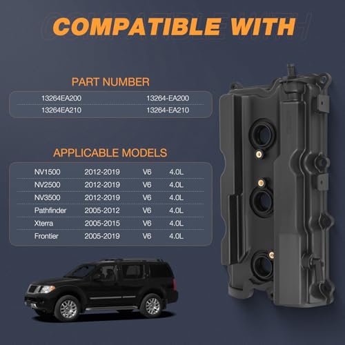 Nilight Engine Valve Cover with Gasket Replace# 13264-EA200 13264-EA210 - size: for Nissan Frontier 2005-2019, Pathfinder 05-12