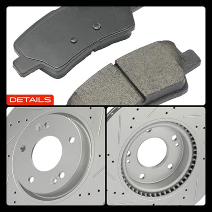 A-Premium Front and Rear Drilled Slotted Brake Rotors and Ceramic Pads Kit - style: F&R Drilled and Slotted