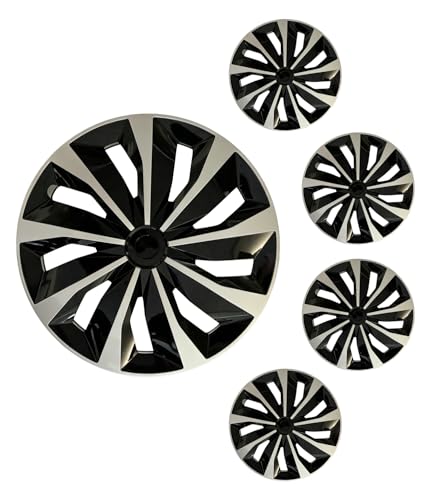 16 inch Hubcaps ABS Replacement for Steel Wheel（Non-Alloy） Snap-on Set of 4 - color: TT-Silver-Black, size: 16-inch
