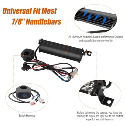 Dirt Bike Light Bar LED 60W 2500LM Motorcycle Headlight Kit Switch Universal for 7/8" Handlebars CRF110 CRF230F CRF250F TTR110 TTR110E 2008-2022 KLX110 KLX140 RM85 RMZ250 YZF450 All Years Pit Bike