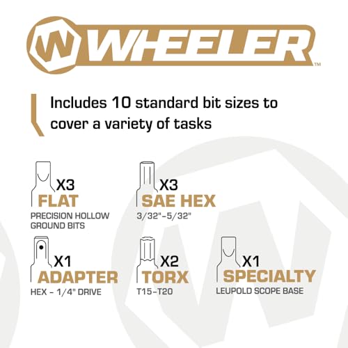 Wheeler Manual Firearms Accurizing Torque Wrench with Inch/Pounds Measurement, Bits and Storage Case for Scope Mounting, Gunsmithing and Maintenance