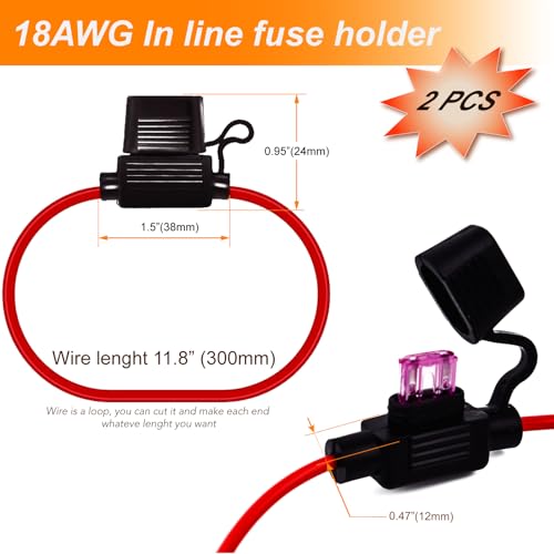 2pcs 18AWG Gauge Inline Fuse Holder with 3A Maxi Fuse– Waterproof for Car Audio, Marine & Automotive Applications – High Current Protection