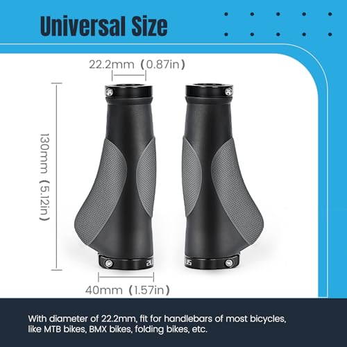 PRUNUS Bike Grips Rubber Ergonomic Antislip Handlebar Grips for MTB Bicycle - color: Black
