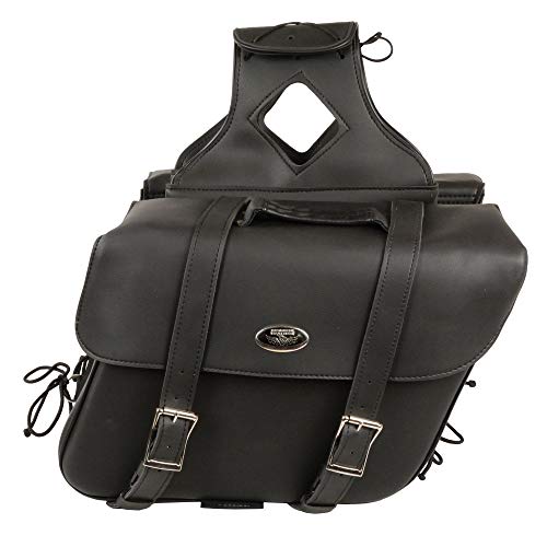 Milwaukee Leather PVC 2-Strap Throw-Over Easy Zip off and off Motorcycle Saddlebags - LG - color: SH580ZB-BLACK, size: Large